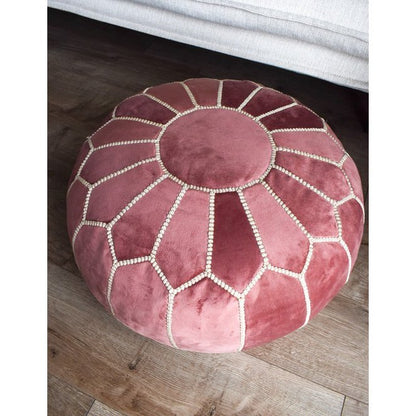 Fluwelen Poef Roze – Gevuld &amp; Comfortabel