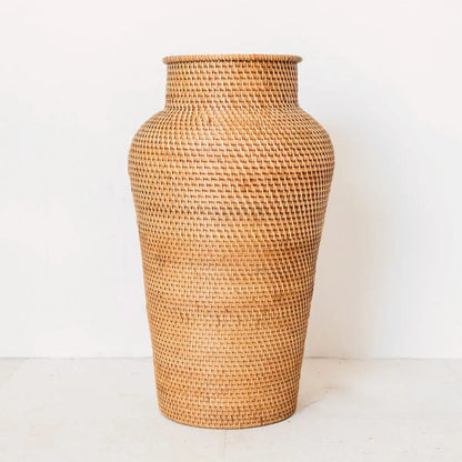 Rotan Vloervaas KIDUNG – Boho, Rond, Ø30 cm, Handgemaakt