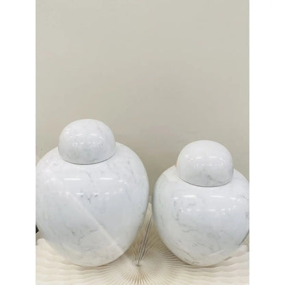 Witte Porseleinen Vaas met Boeket - 28 cm