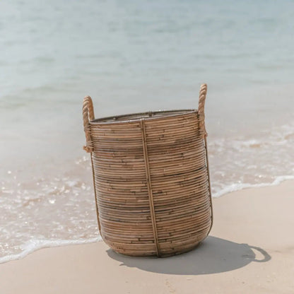 Ronde Rotan Was- &amp; Plantenmand OTERE | Boho Decoratieve Mand (2 Maten)