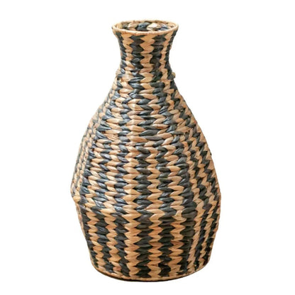 Boho Vaas DAYANA – Zwart, Geweven Waterhyacint