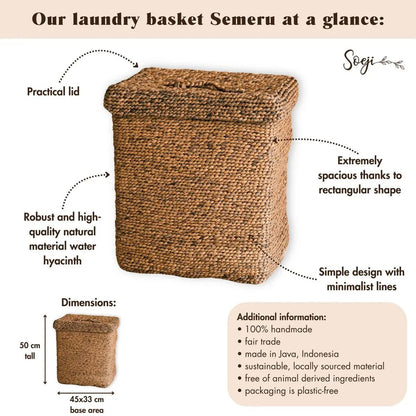 Boho Wasmand met Deksel – Handgemaakt van Waterhyacint