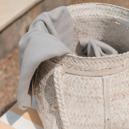 Witte Mand BIKU – Boho Wasmand &amp; Plantenmand van Bamboe, Rond