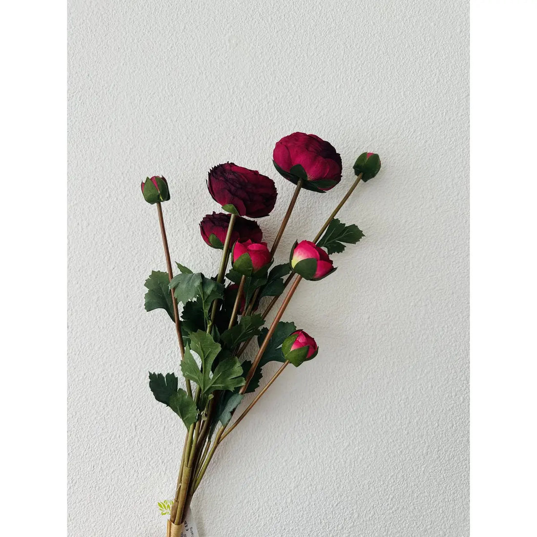 9-stengelige Ranonkels Kunstbloemen Boeket / Lengte 55cm /Roze