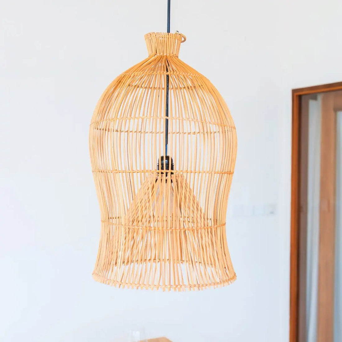 Rotan Lampenkap MAHARA – Boho Hang- &amp; Plafondlamp Ø35 cm