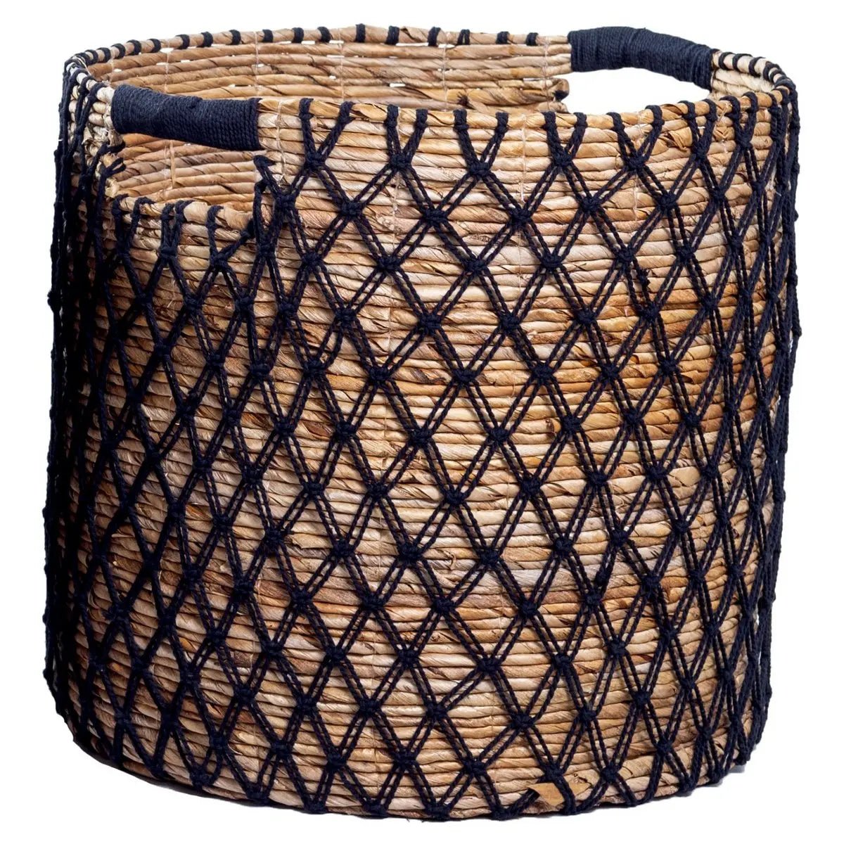 Zwarte Mand PURA – Boho Wasmand &amp; Plantenmand van Bananenvezel, Rond, 3 Maten