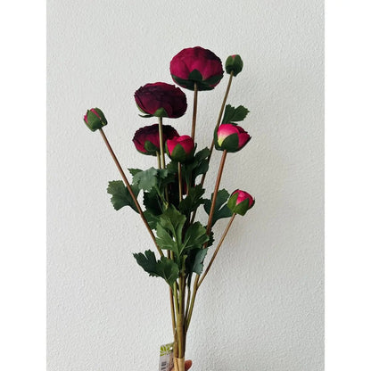 9-stengelige Ranonkels Kunstbloemen Boeket / Lengte 55cm /Roze