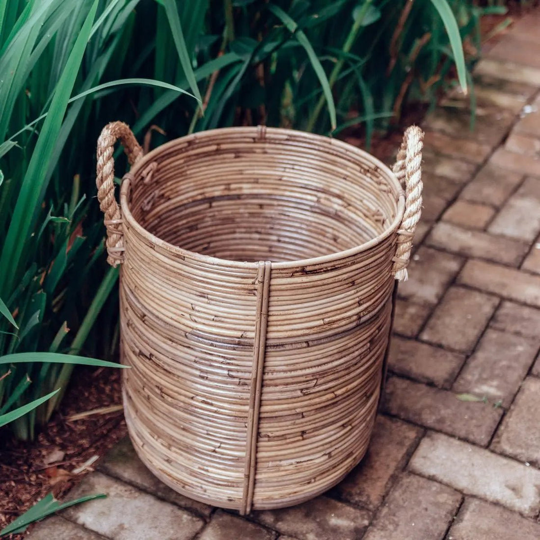 Ronde Rotan Was- &amp; Plantenmand OTERE | Boho Decoratieve Mand (2 Maten)