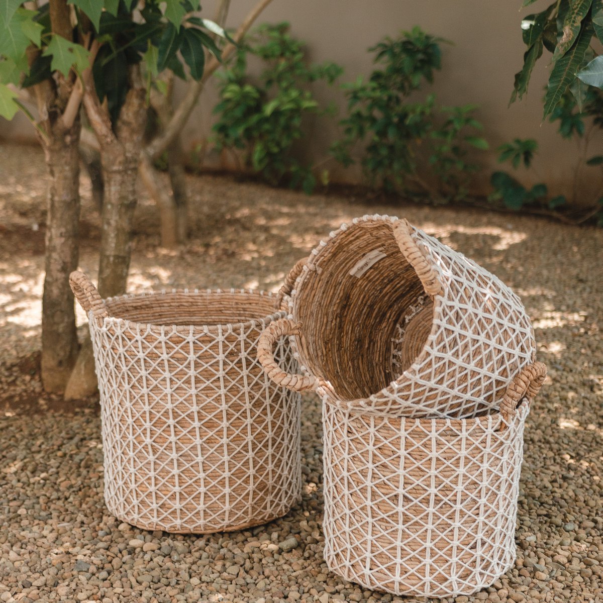 KERSO Boho Was-, Planten- &amp; Opbergmand – Bananenvezel (3 Maten)