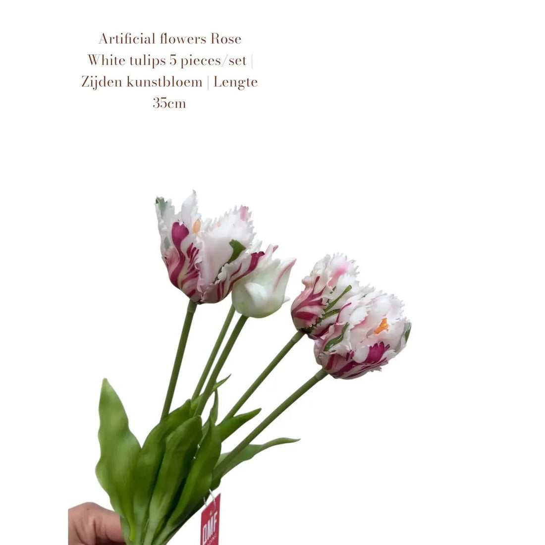 Artificial flowers Rose White tulips 5 stuks/set | Zijden kunstbloem | Lengte 35cm