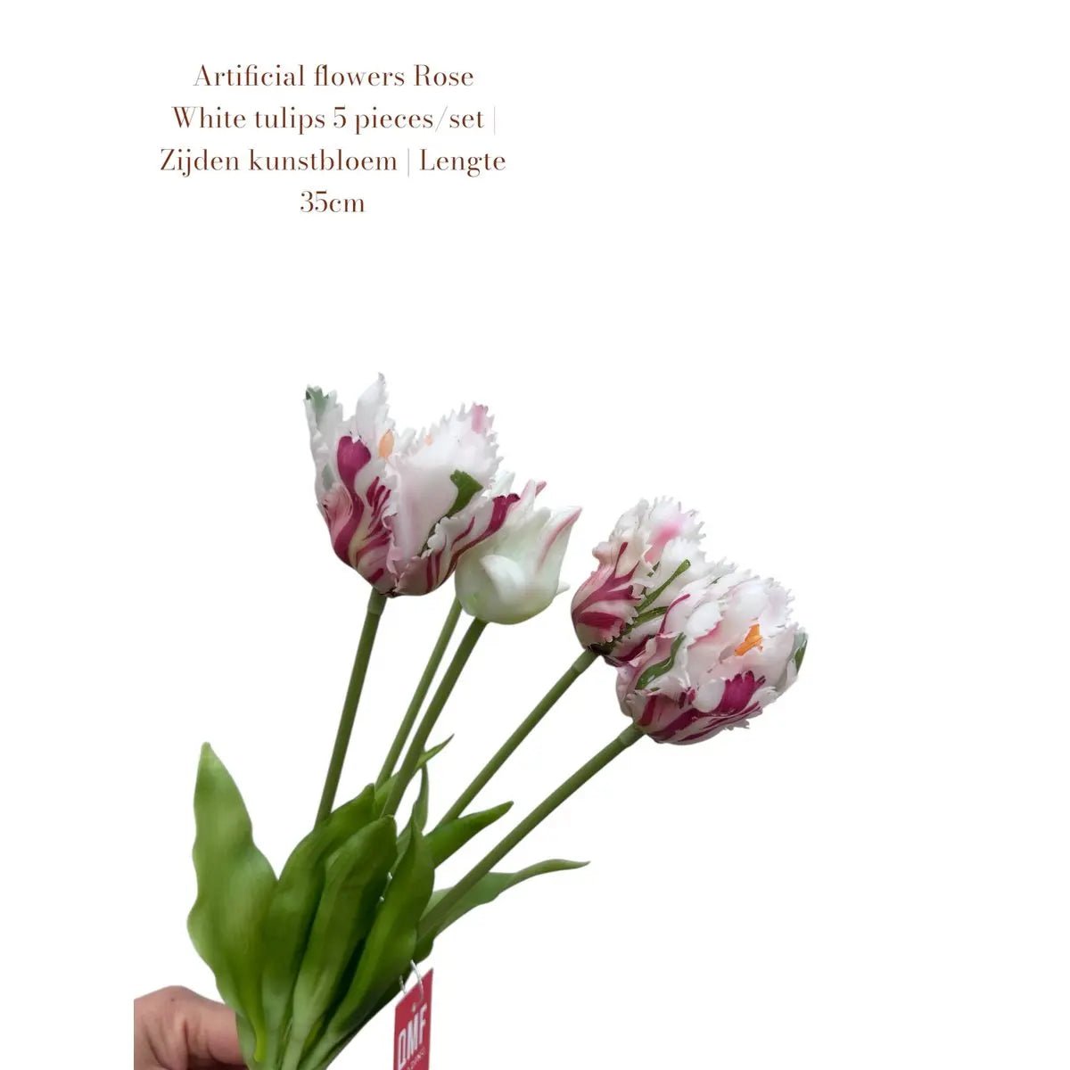 Artificial flowers Rose White tulips 5 stuks/set | Zijden kunstbloem | Lengte 35cm