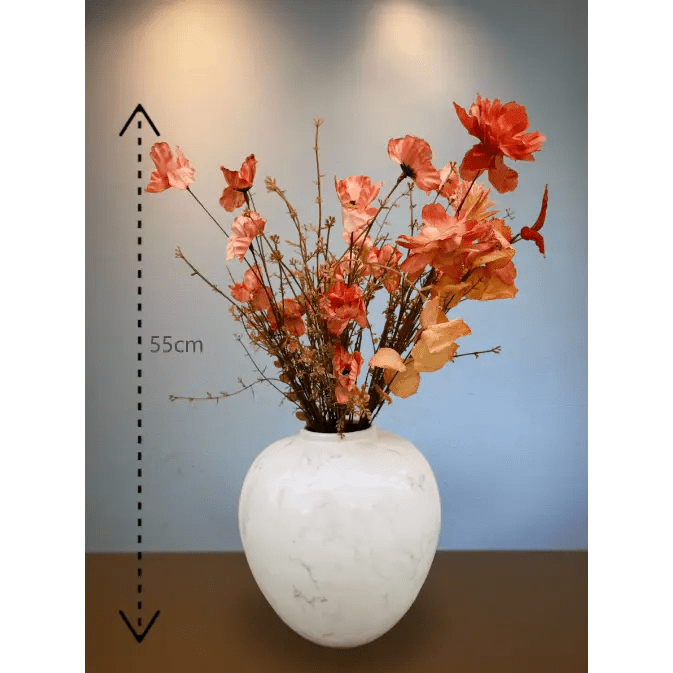 Witte Porseleinen Vaas met Boeket - 28 cm