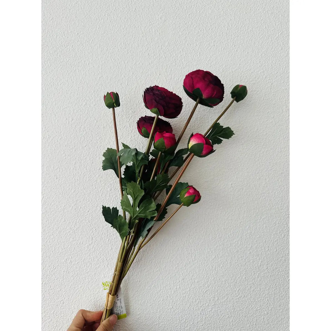 9-stengelige Ranonkels Kunstbloemen Boeket / Lengte 55cm /Roze