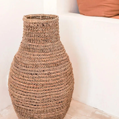 Boho Vaas SAKRA – Geweven Bananenvezels &amp; Raffia