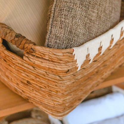 PISANG Opbergmand met Katoendecor – Handgeweven van Bananenvezel