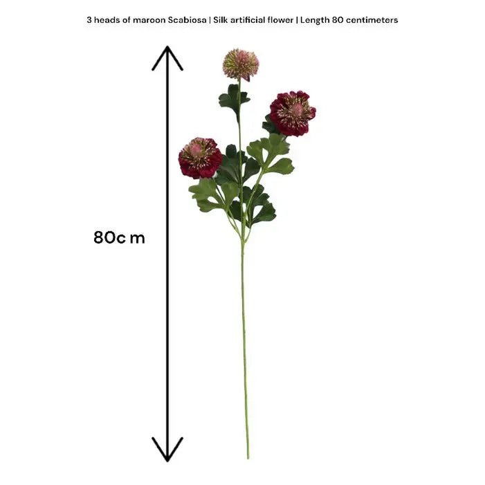 Scabiosa  kunstbloem H80cm centimeter 2STUKS ROOD