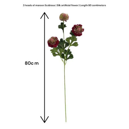 Scabiosa  kunstbloem H80cm centimeter 2STUKS ROOD