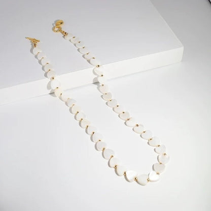 Moeder van Parel Hart Kralen Ketting met OT Buckle – Elegant &amp; Tijdloos