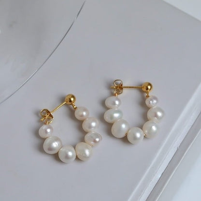Elegante parel kralen hoepel oorbellen