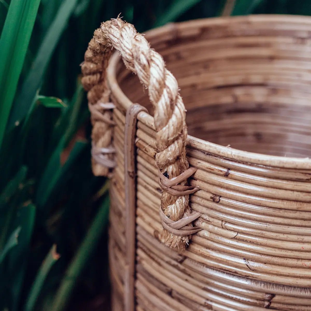 Ronde Rotan Was- &amp; Plantenmand OTERE | Boho Decoratieve Mand (2 Maten)