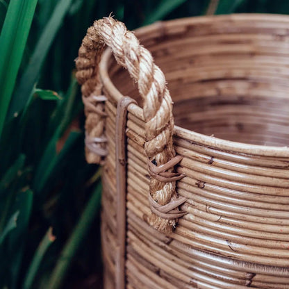Ronde Rotan Was- &amp; Plantenmand OTERE | Boho Decoratieve Mand (2 Maten)