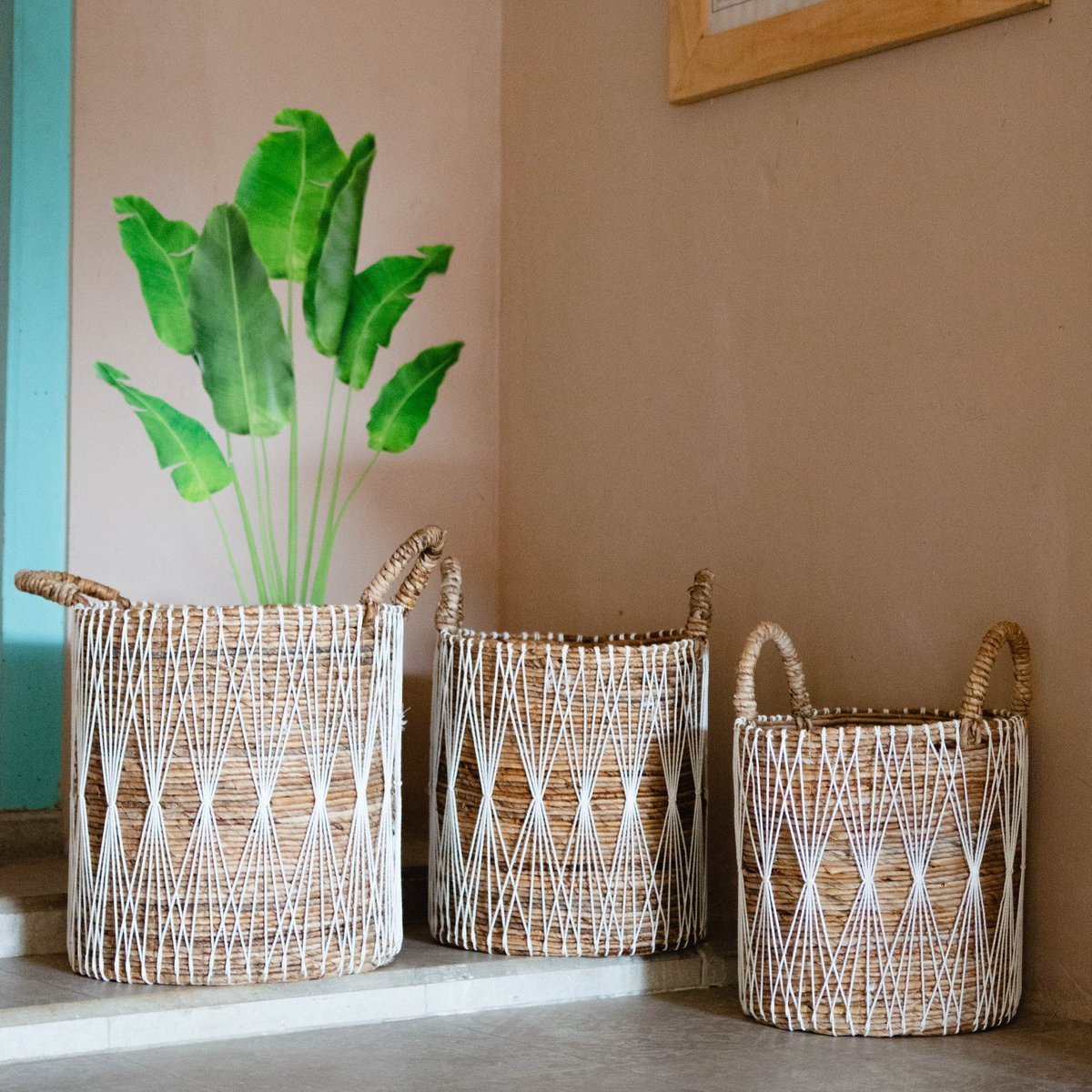 MANDURO Boho Was-, Plant- &amp; Opbergmand – Bananenvezel (3 Maten)