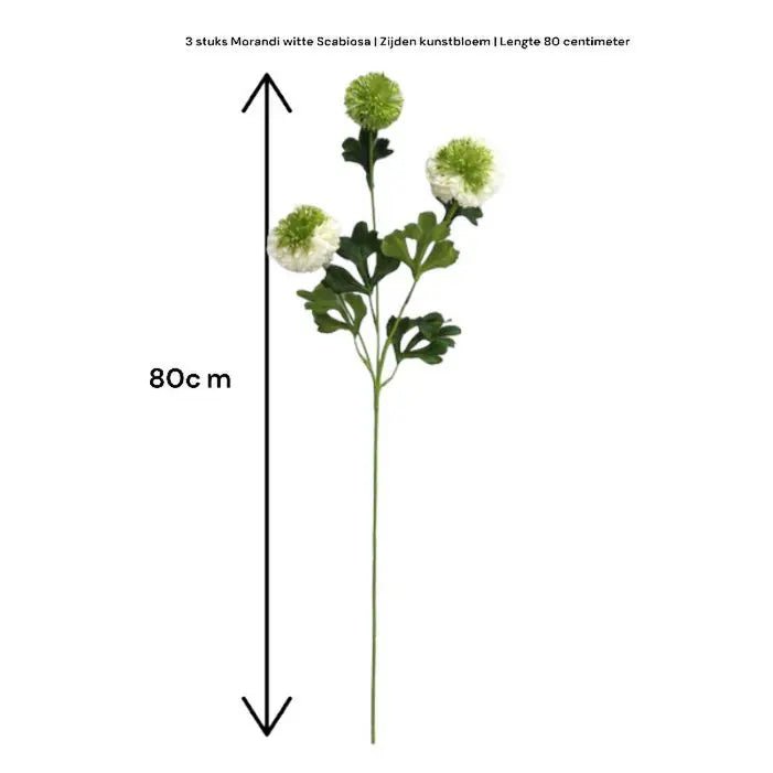Scabiosa | Zijden kunstbloem | Lengte 80cm  2STUKS wit