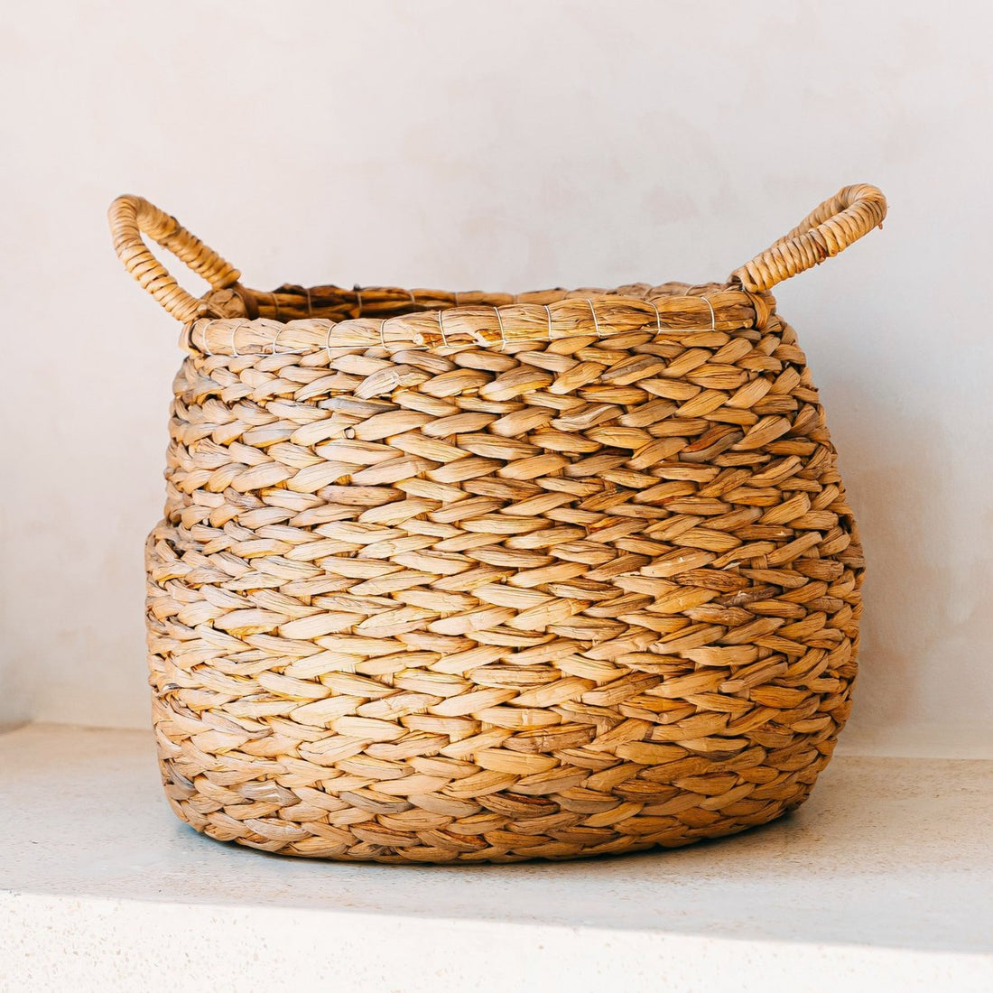 CITRA Ronde Wasmand – Boho Opslagmand van Waterhyacint | 2 Maten