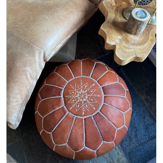 Lederen Pouffe – Terra Brown | Stijlvol & Duurzaam