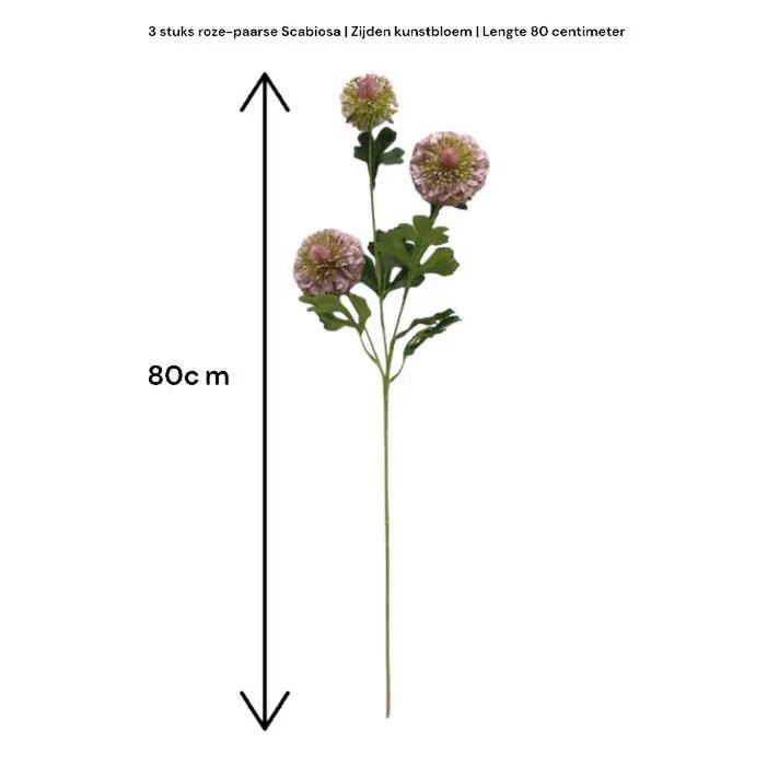 Scabiosa | Zijden kunstbloem | Lengte 80cm2pus paars