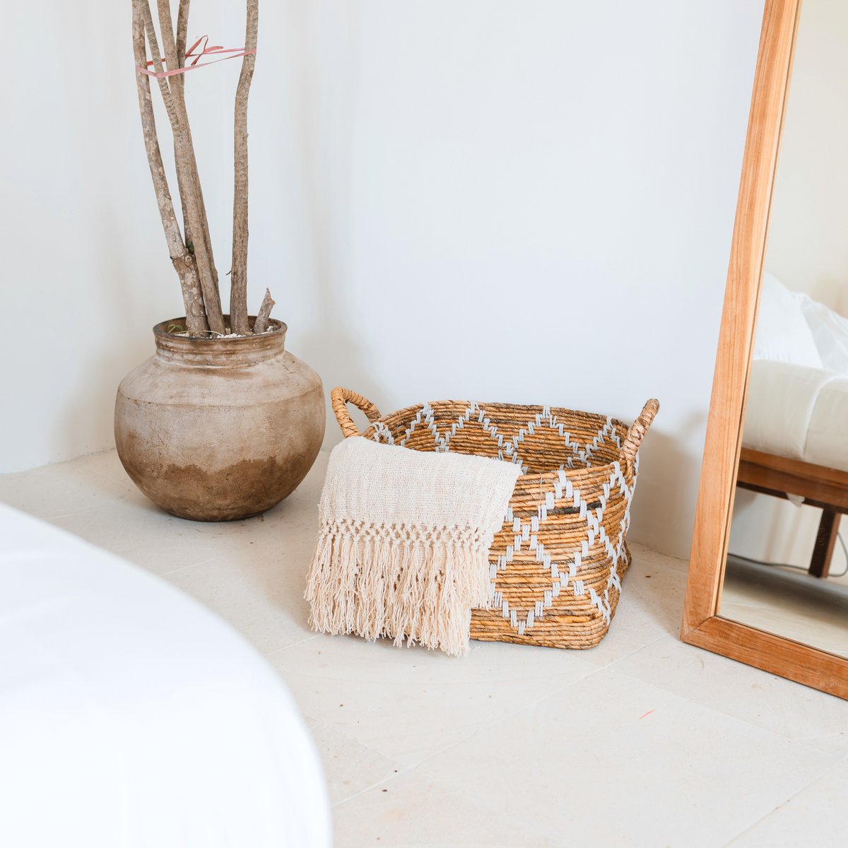 GANDARIA Boho Was-, Plank- &amp; Opbergmand – Bananenvezel (2 Maten)