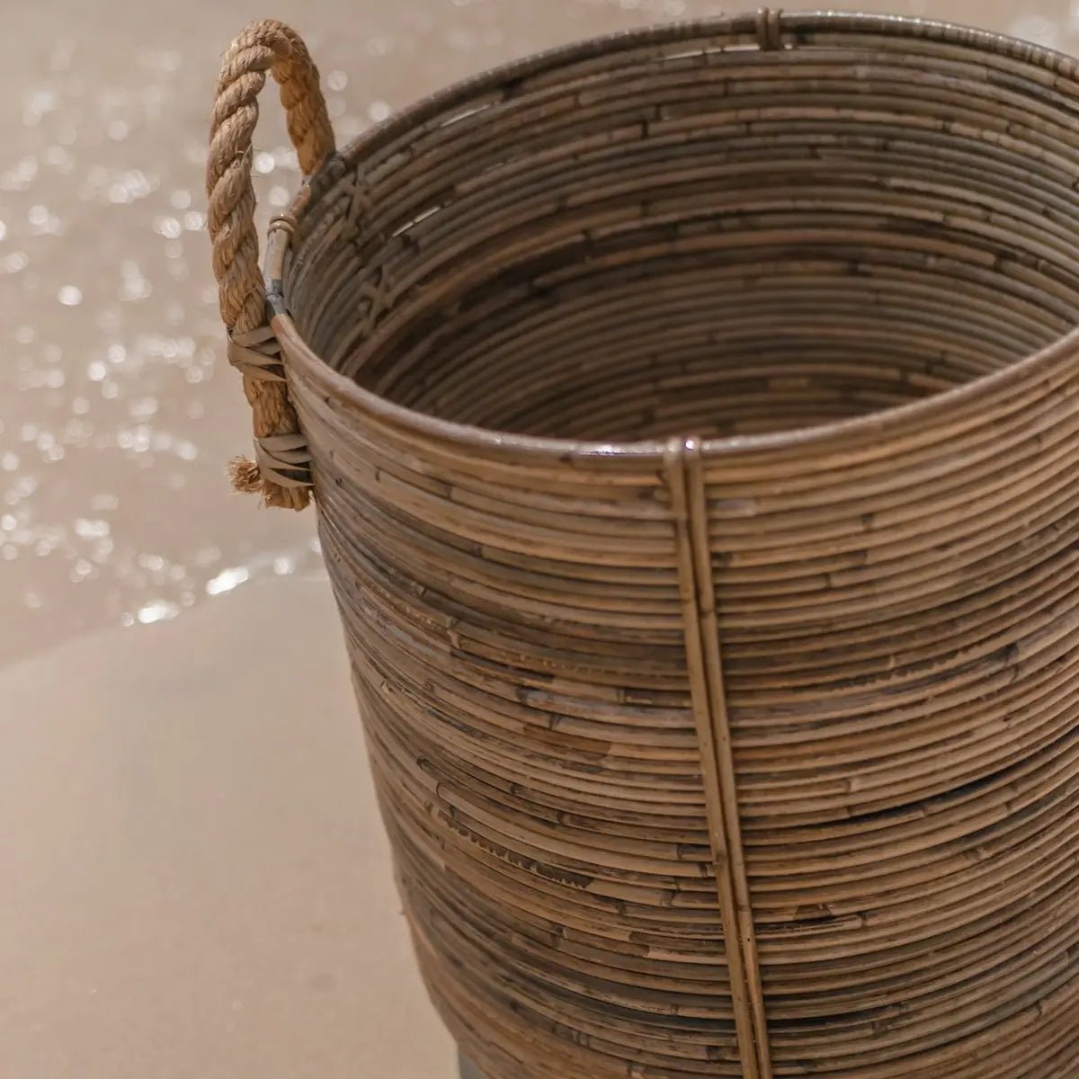Ronde Rotan Was- &amp; Plantenmand OTERE | Boho Decoratieve Mand (2 Maten)