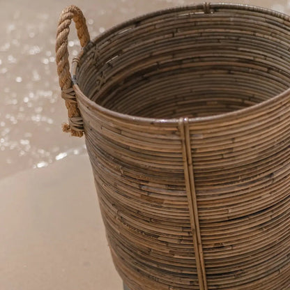 Ronde Rotan Was- &amp; Plantenmand OTERE | Boho Decoratieve Mand (2 Maten)