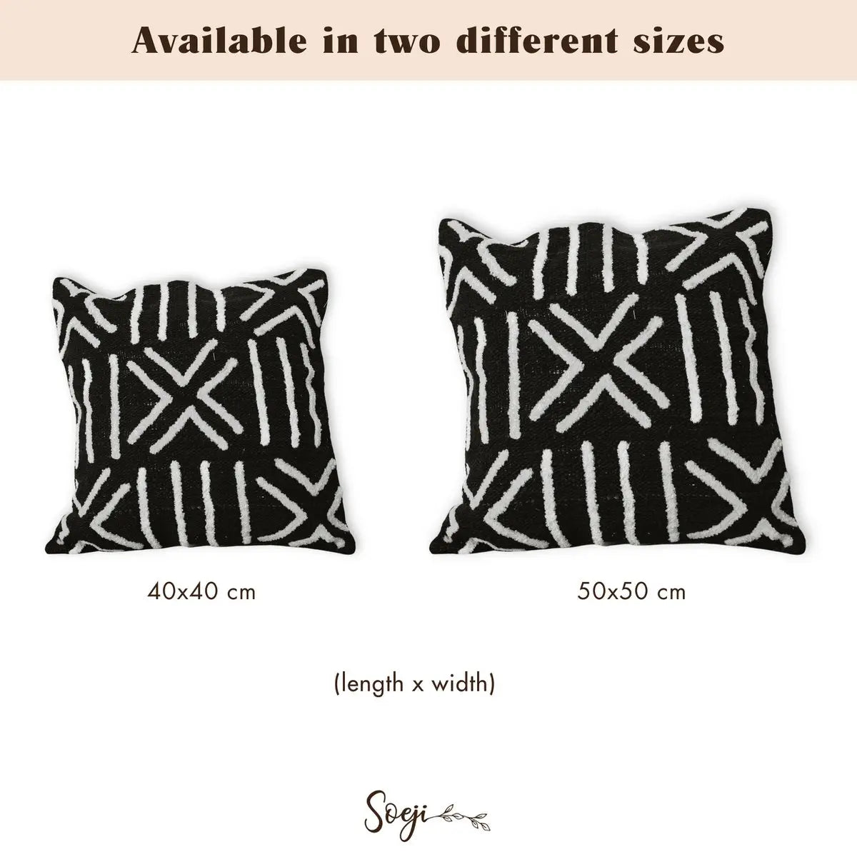 Decoratieve kussenhoes handgemaakt – zwarte kussenhoes – Boho sierkussen – 40x40 / 50x50 cm geborduurde kussenhoes gemaakt van katoen BIMA