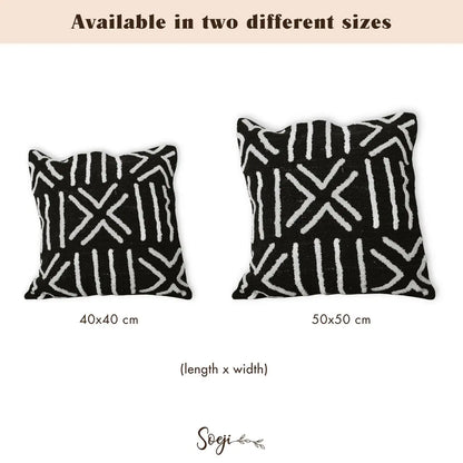 Decoratieve kussenhoes handgemaakt – zwarte kussenhoes – Boho sierkussen – 40x40 / 50x50 cm geborduurde kussenhoes gemaakt van katoen BIMA