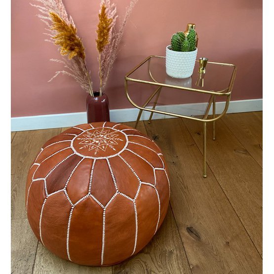 Lederen Pouffe – Terra Brown | Stijlvol & Duurzaam