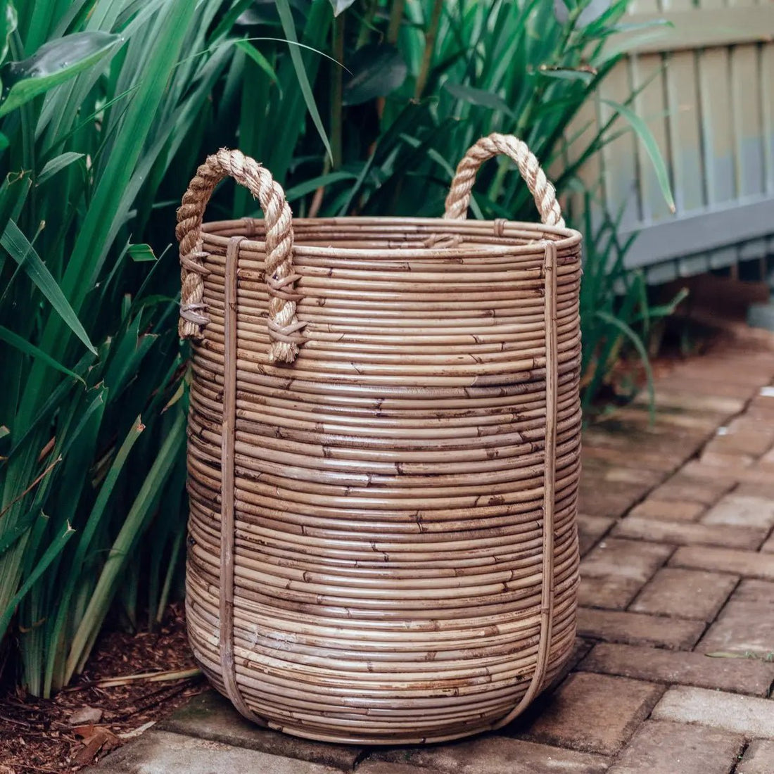 Ronde Rotan Was- &amp; Plantenmand OTERE | Boho Decoratieve Mand (2 Maten)