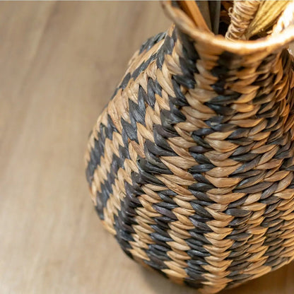 Boho Vaas DAYANA – Zwart, Geweven Waterhyacint