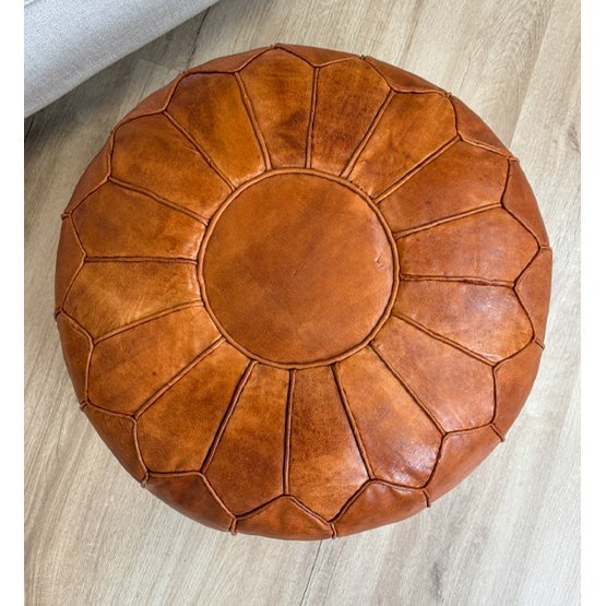 Leren Poef Cognacbruin (XL) – Stijlvol & Duurzaam